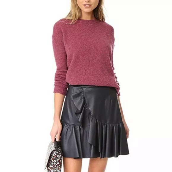 REBECCA TAYLOR NAVY BLUE VEGAN LEATHER SKIRT SZ 6 - Picture 1 of 7